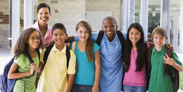 Student teacher with class.