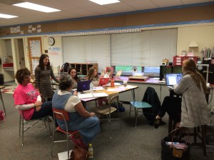 Members of 4th grade lesson study team planning research lesson