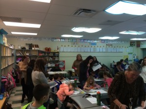 Pat Guida (foreground)  teaches research lesson as numerous  educators observe and collect data on student thinking  11/14/14