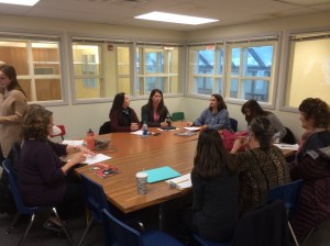 Dr. Sharon Dotger facilitates a post lesson discussion at Long Branch Elementary School in Liverpool, NY. 