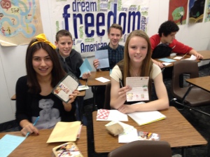 Students Exchange Pen-pal letters with students in Korea. Project Photo.