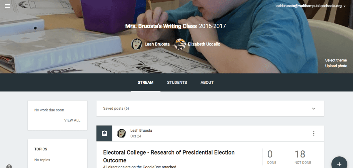 Google Classroom Example
