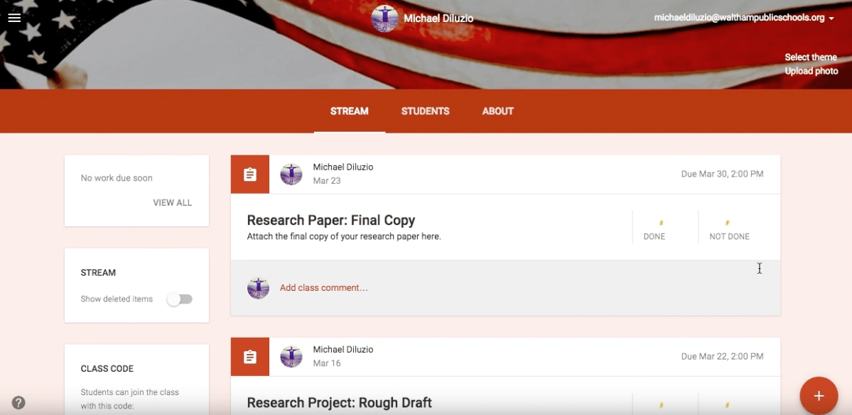 Google Classroom Example