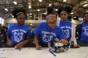 Marian Girls hard at work at the Clavius Project Robotics Jamboree (Project Photo)